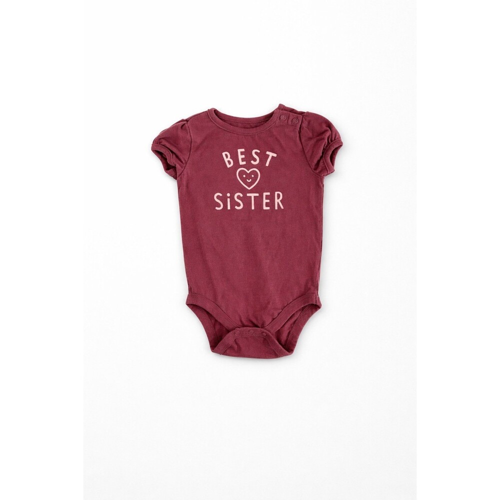 Garanimals 12M “Best Sister” Onesie Pink Baby Girl Bodysuit Sibling Outfit